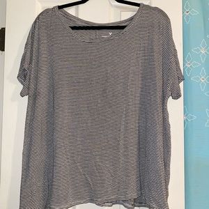 Black/white striped oversized flowy tee